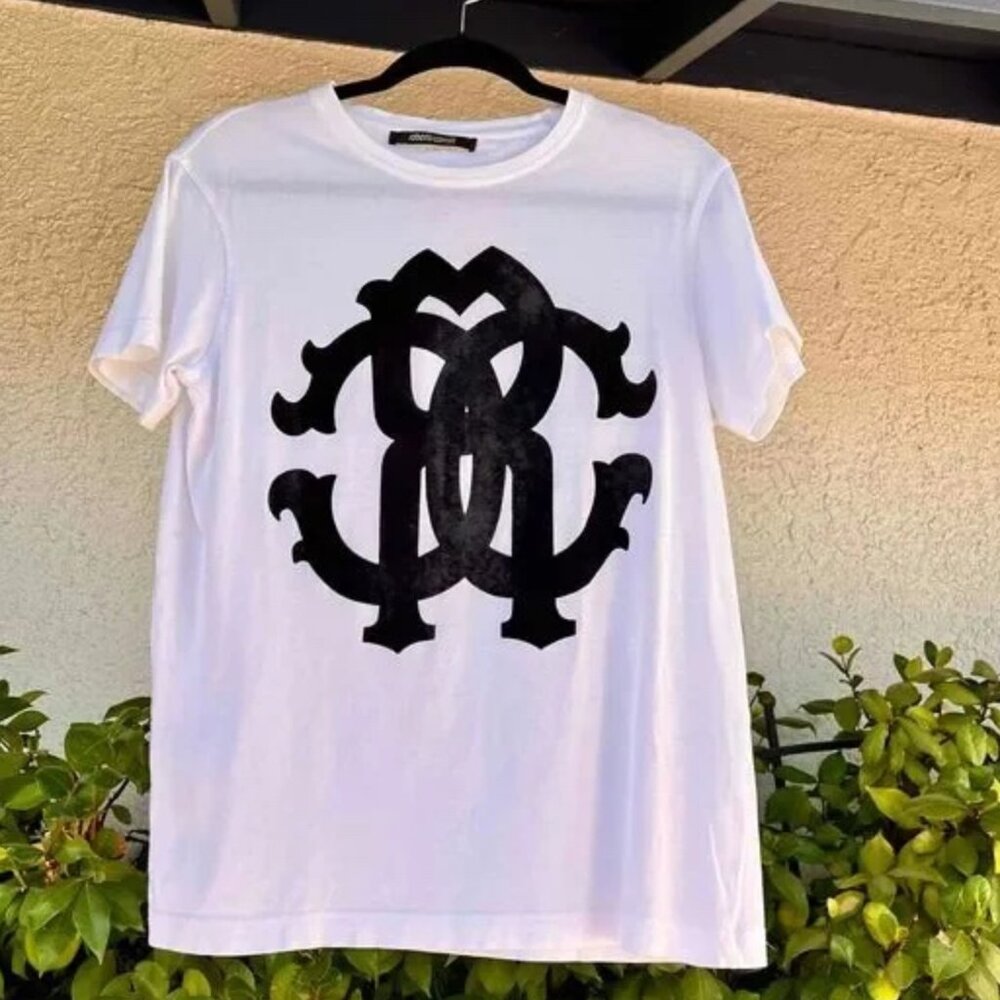 Roberto Cavalli Logo Monogram T-Shirt in White
